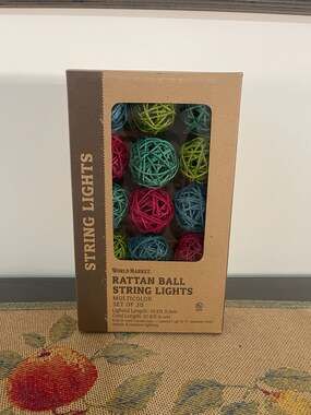 World Market Rattan Ball String Lights Multicolor Set of 30